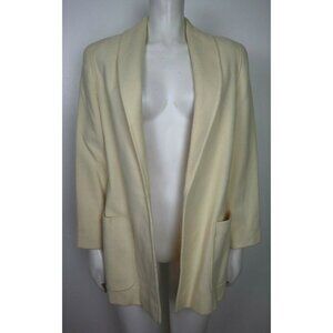 VINTAGE IVORY CREAM BEIGE WOOL BLAZER JACKET - MANCHESTER - SIZE 8